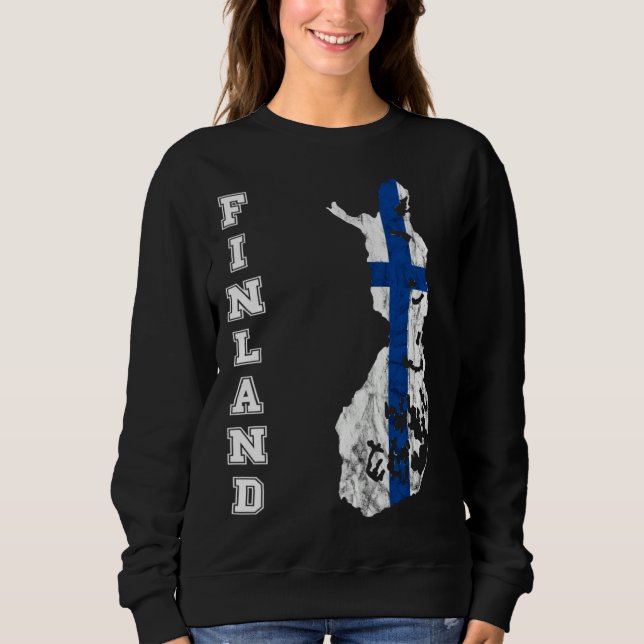 Finland map outline Finland travel Scandinavia Sis Sweatshirt (Vorderseite)