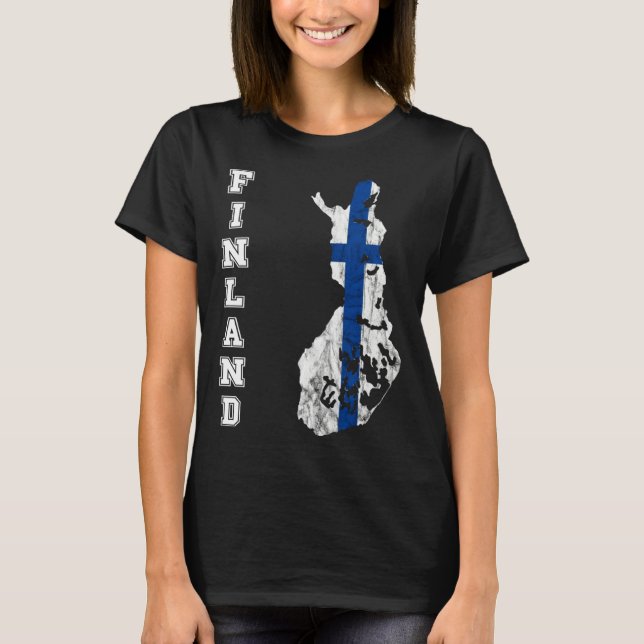 Finland map outline Finland travel Scandinavia Sis T-Shirt (Vorderseite)