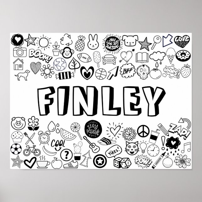 "FINLEY" Color-it-Yourself-Kontur-Design Poster (Vorne)