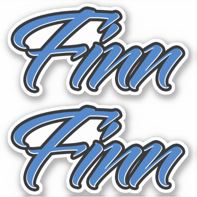 Finn Name blue Aufkleber Sticker Stickerset (Vorderseite)