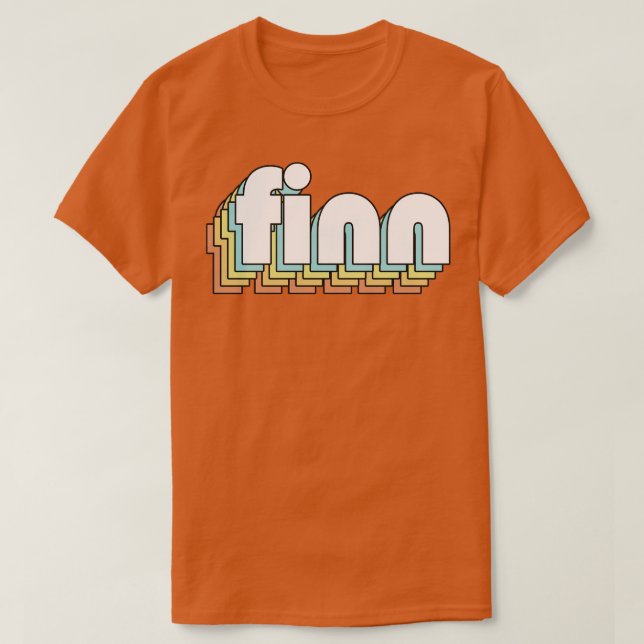 Finn Retro Rainbow Typografie Faded Style T-Shirt (Design vorne)