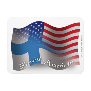 Finnisch-amerikanische Wave-Flagge Magnet