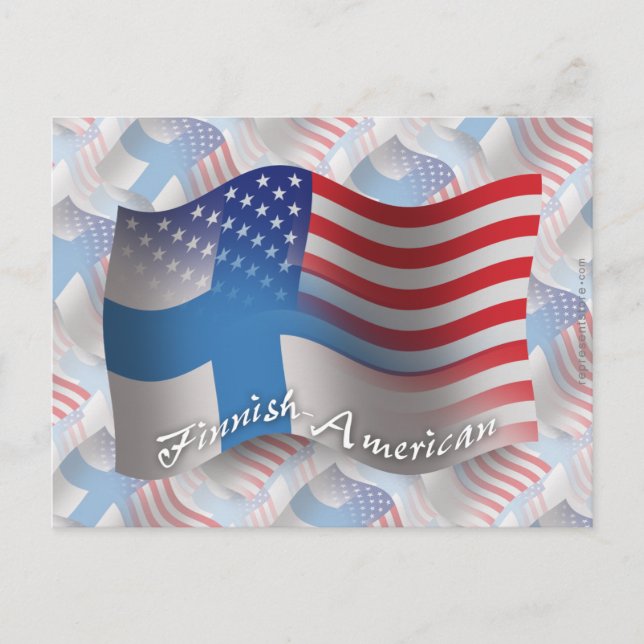 Finnisch-amerikanische Wave-Flagge Postkarte (Vorderseite)