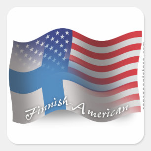 Finnisch-amerikanische Wave-Flagge Quadratischer Aufkleber