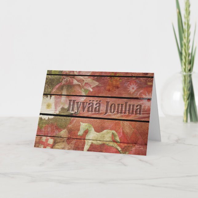 Finnisch Hyvää Joulua zu Weihnachten im Wald (Vorderseite)