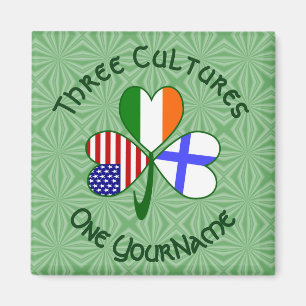 Finnisch Irish American Flags Kleeblatt Ihr Name Magnet