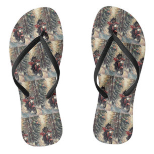 Finnisch Lapphund Dog Riding Motorrad Weihnachten Flip Flops