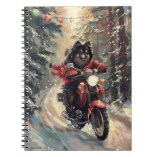 Finnisch Lapphund Dog Riding Motorrad Weihnachten Notizblock