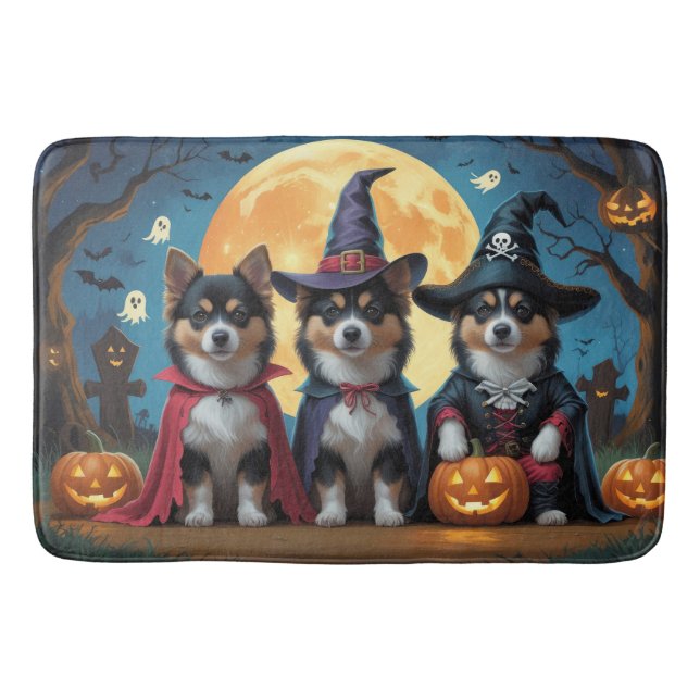 Finnisch Lapphund Hunde Pumpkin Halloween Funny Badematte (Vorderseite)