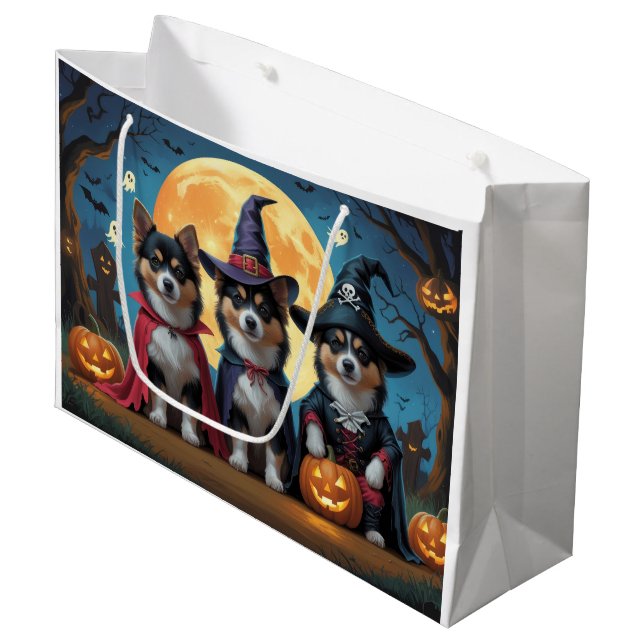 Finnisch Lapphund Hunde Pumpkin Halloween Funny Große Geschenktüte (Vorderseite Schrägansicht)