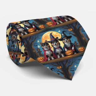 Finnisch Lapphund Hunde Pumpkin Halloween Funny Krawatte
