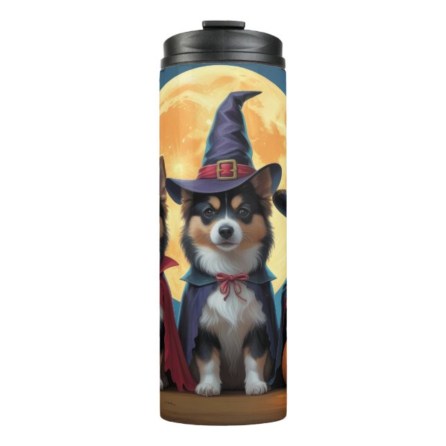Finnisch Lapphund Hunde Pumpkin Halloween Funny Thermosbecher (Vorderseite)