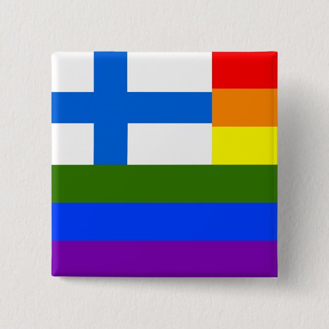 FINNISCH LGBT RAINBOW FLAG BUTTON (Vorderseite)