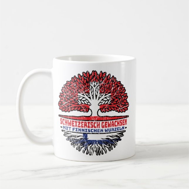 Finnisch Schweizer Schweiz Baum Wurzel Kaffeetasse (Links)