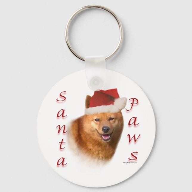 Finnisch Spitz Santa Paws Schlüsselanhänger (Vorderseite)