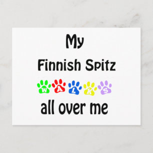 Finnisch Spitz Walks Design Postkarte