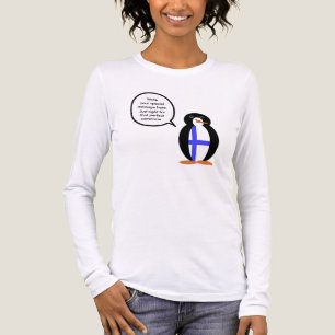Finnisch sprechende Ms. Penguin-Flagge Personalisi Tri-Blend Shirt