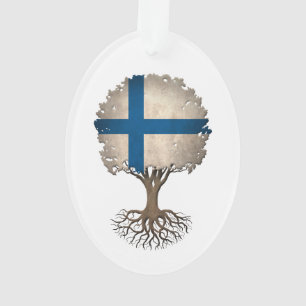 Finnische Flagge Baum des Lebens Anpassbar Ornament