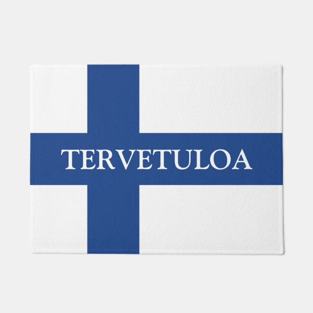 Finnische Flagge Begrüßungstür matt - Tervetuloa Fußmatte (Vorderseite)