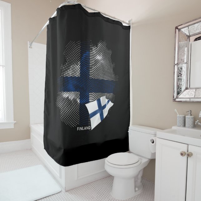 Finnische Flagge Duschvorhang (Beispiel)