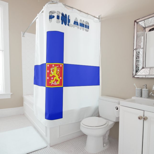 Finnische Flagge Duschvorhang (Beispiel)