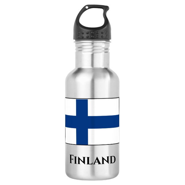 Finnische Flagge Edelstahlflasche (Vorderseite)