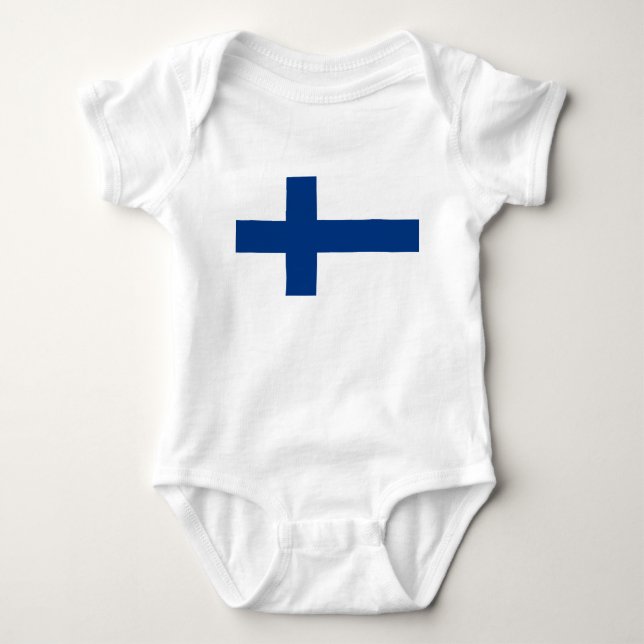 Finnische Flagge (Finnland) Baby Bodysuit Strampler (Vorderseite)