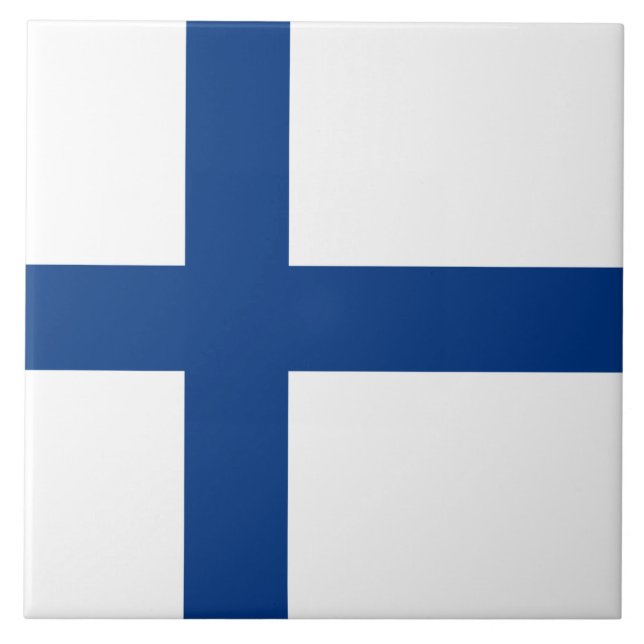 Finnische Flagge (Finnland) Fliese (Vorderseite)