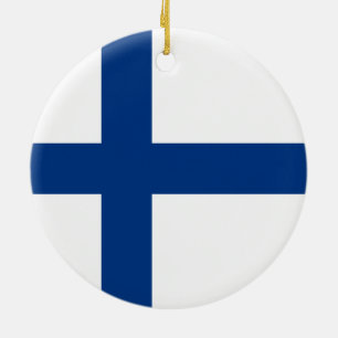Finnische Flagge (Finnland) Keramik Ornament