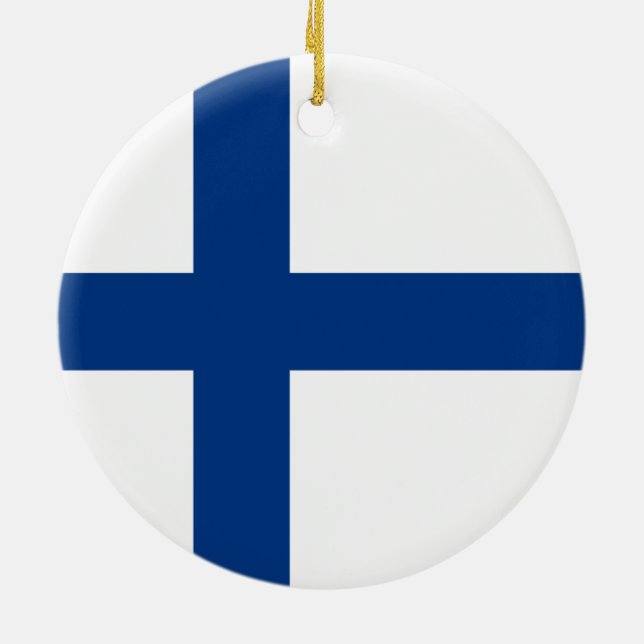 Finnische Flagge (Finnland) Keramik Ornament (Hinten)