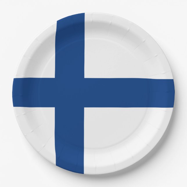 Finnische Flagge (Finnland) Pappteller (Vorderseite)