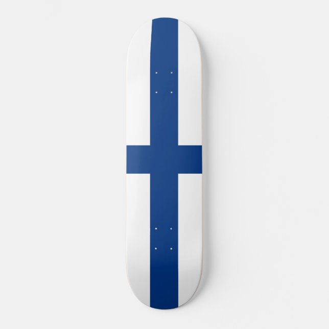 Finnische Flagge (Finnland) Skateboard (Vorderseite)