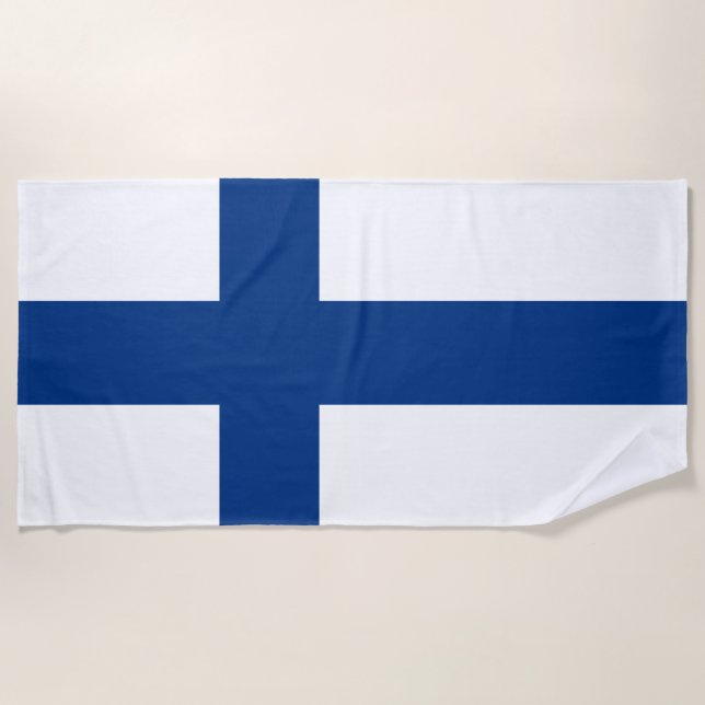 Finnische Flagge (Finnland) Strandtuch (Vorderseite)