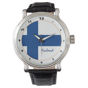 Finnische Flagge & Finnland trendige Mode /design Armbanduhr