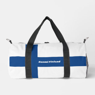 Finnische Flagge für individuelle Name und Text Duffle Bag