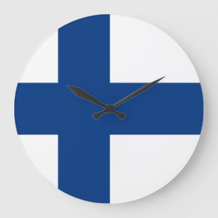 Finnische Flagge Große Wanduhr