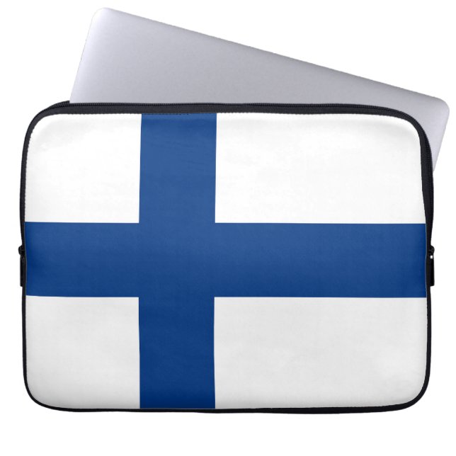 Finnische Flagge Laptopschutzhülle (Vorderseite)
