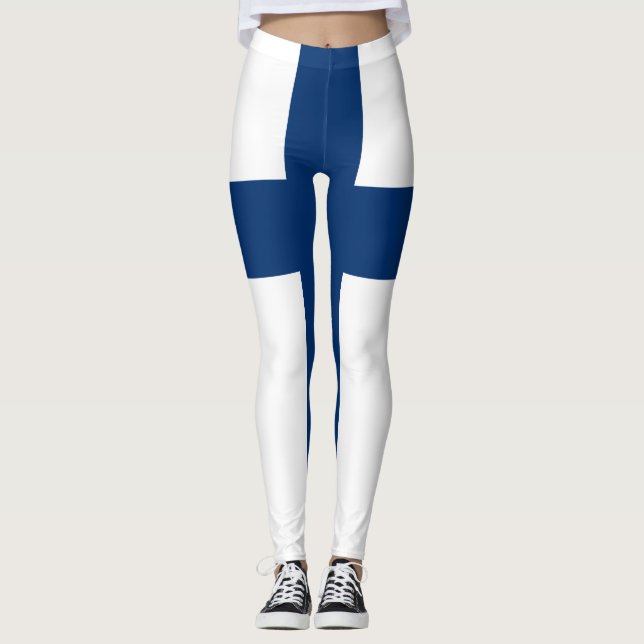 Finnische Flagge Leggings (Vorderseite)