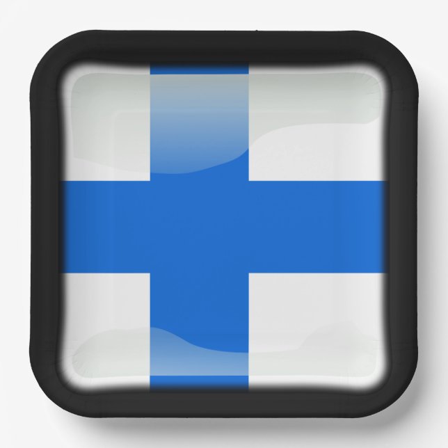 Finnische Flagge Pappteller (Vorderseite)