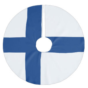 Finnische Flagge Polyester Weihnachtsbaumdecke