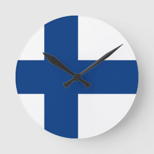 Finnische Flagge Runde Wanduhr