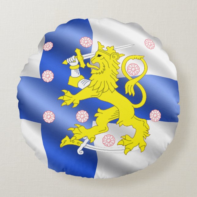 Finnische Flagge Rundes Kissen (Vorderseite)