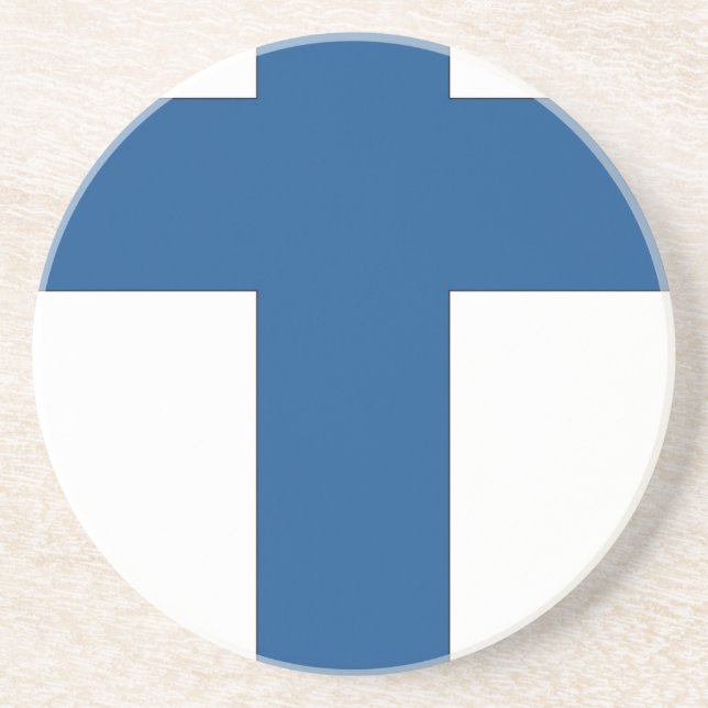 Finnische Flagge Sandstein Untersetzer (Vorne)