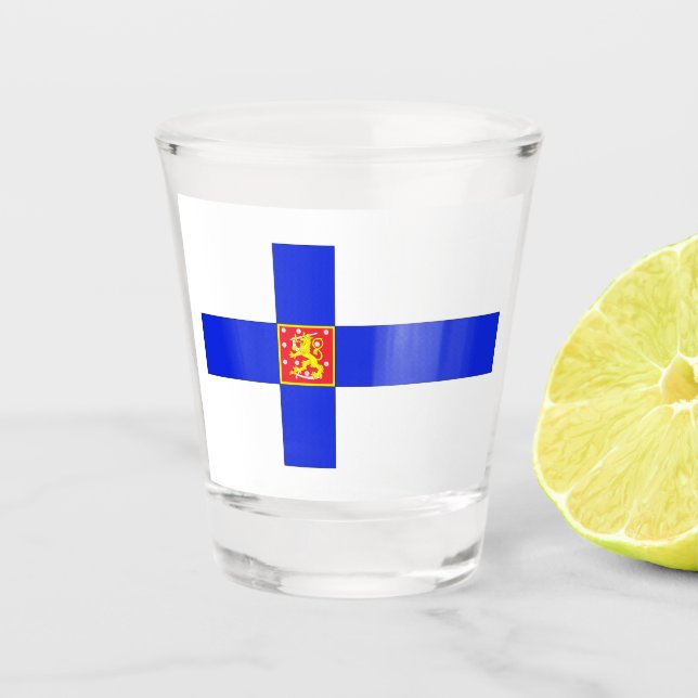 Finnische Flagge Schnapsglas (Vorderseite)