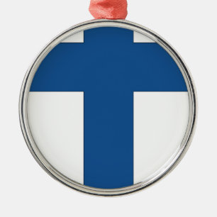 Finnische Flagge Silbernes Ornament