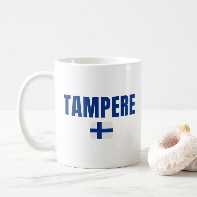 Finnische Flagge TAMPERE Kaffeetasse (Mit Donut)