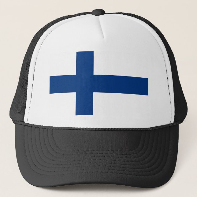 Finnische Flagge Truckerkappe (Vorderseite)