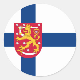 Finnische Flagge und finnische Wappen, finnische F Runder Aufkleber