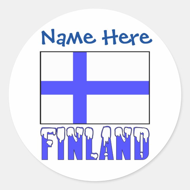 Finnische Flagge und Finnland - Blaue Personalisie Runder Aufkleber (Vorderseite)