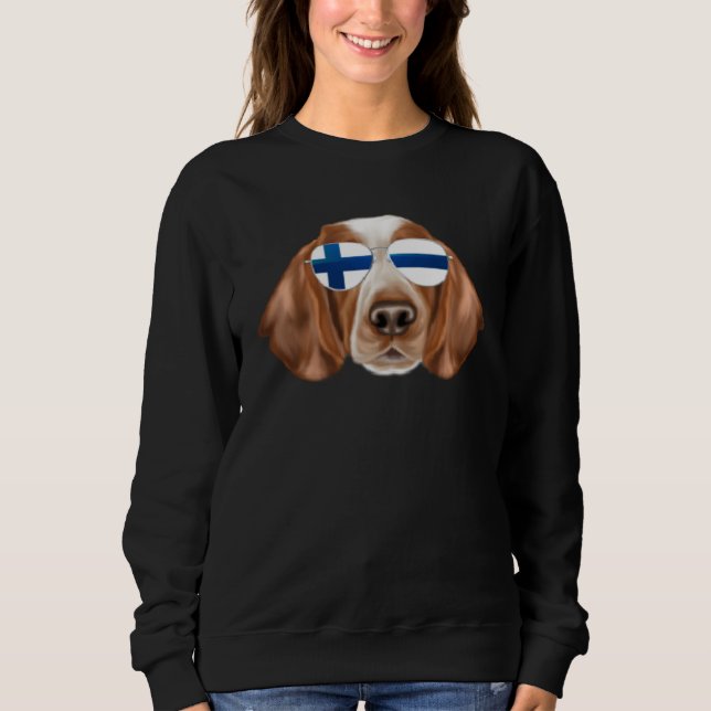 Finnische Flagge Welsh Springer Spaniel Hund Finnl Sweatshirt (Vorderseite)